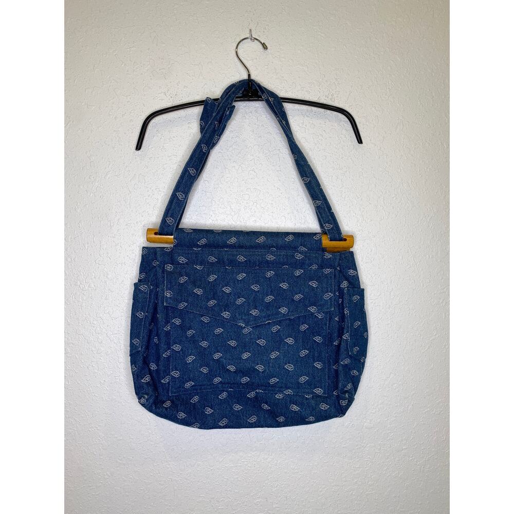 The Original Mouse Housery Denim Handbag Purse Pockets Wood Abstract Vintage